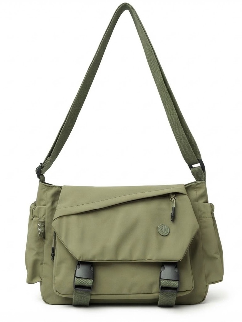 Men's Olive Green Messenger Bag with Adjustable Strap